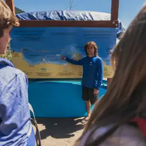 a group of people looking at a computer